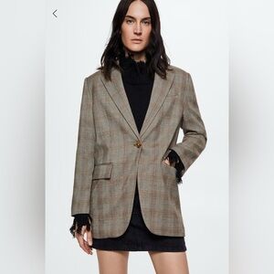 MANGO check suit blazer NWT